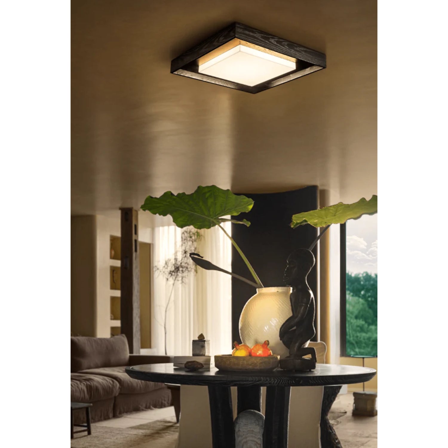 Konise Houtframe Japandi Plafondlamp