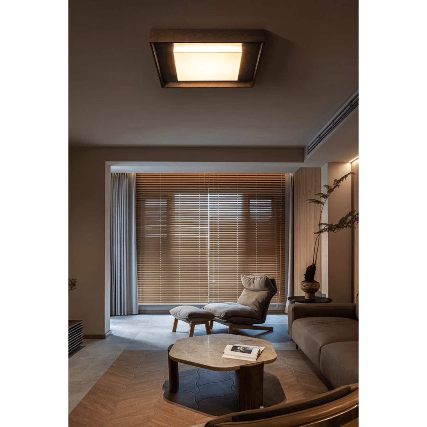 Konise Houtframe Japandi Plafondlamp