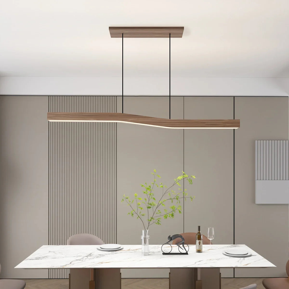 Waveline Houten Japandi Hanglamp