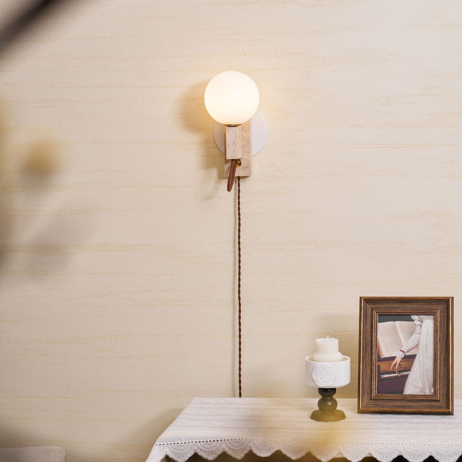 Telisno Travertijnen Wandlamp