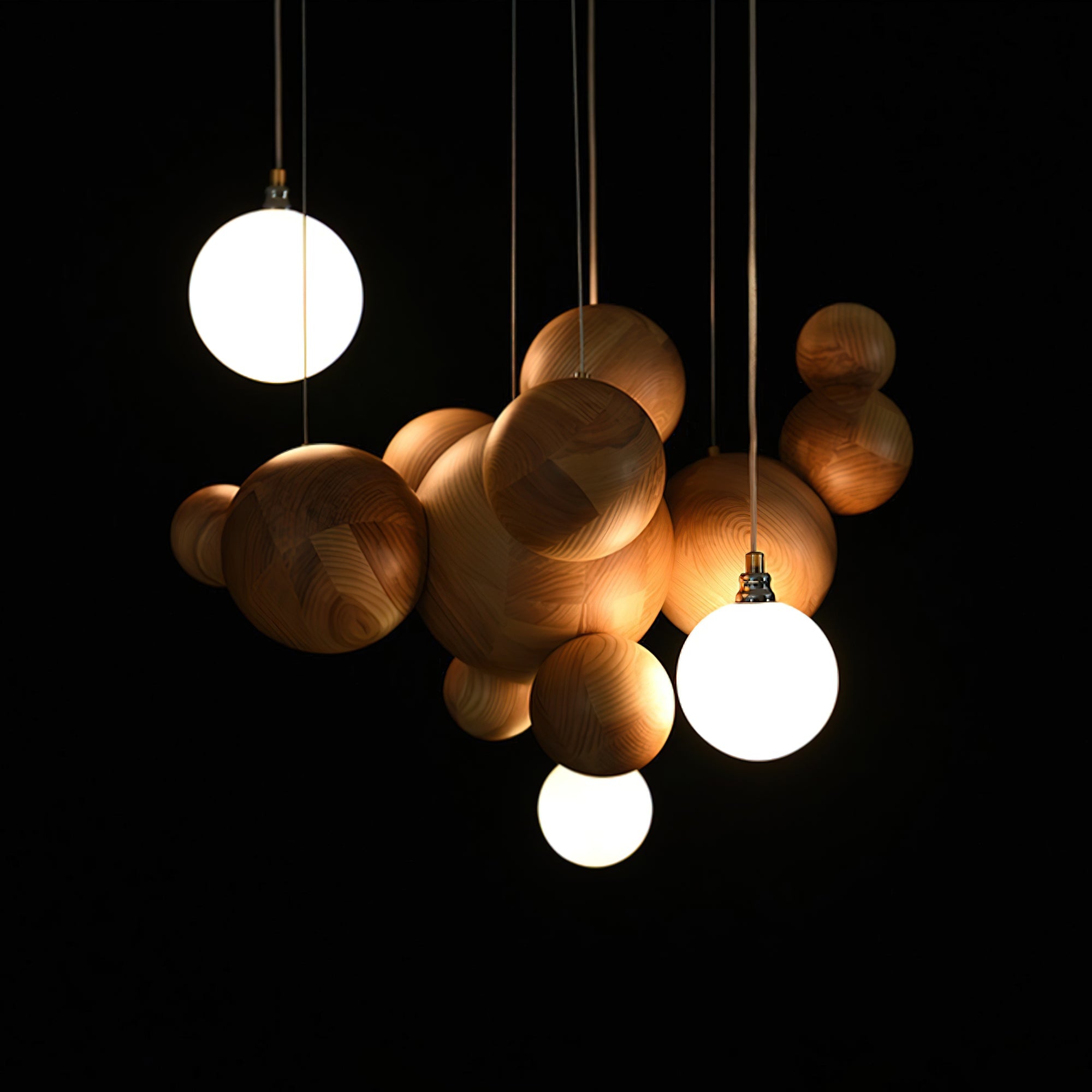 Beo Houten Ballen Hanglamp