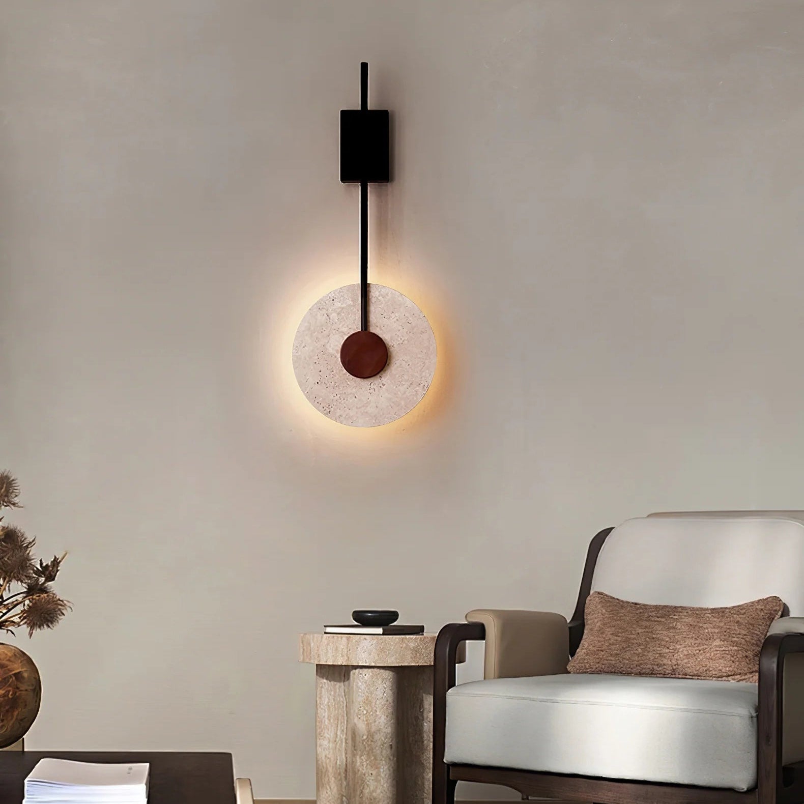 Feo Disc Travertijnen Wandlamp