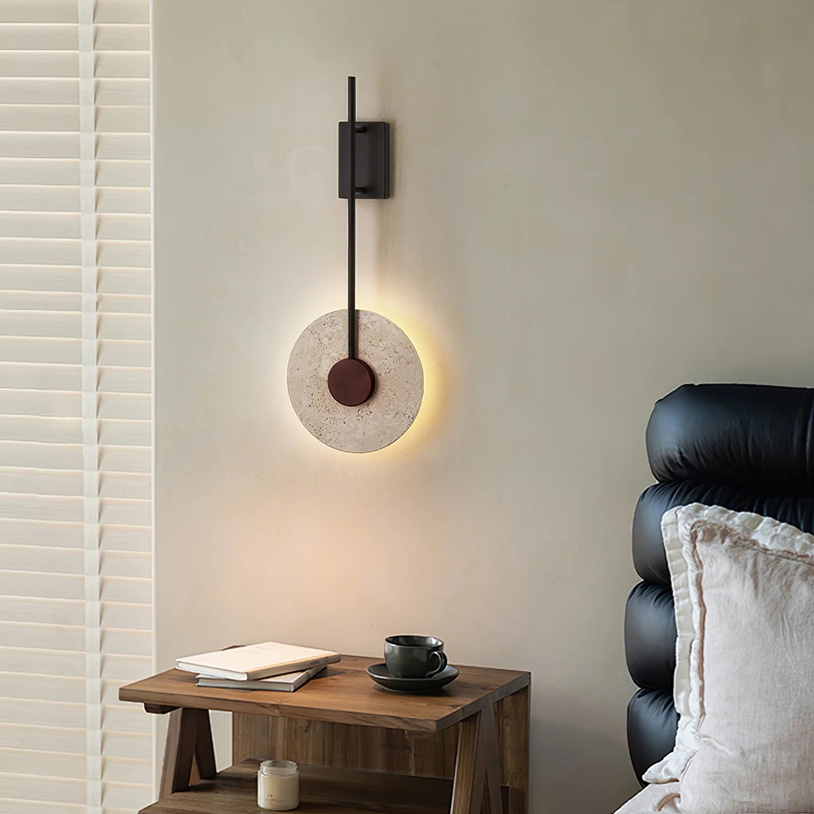 Feo Disc Travertijnen Wandlamp