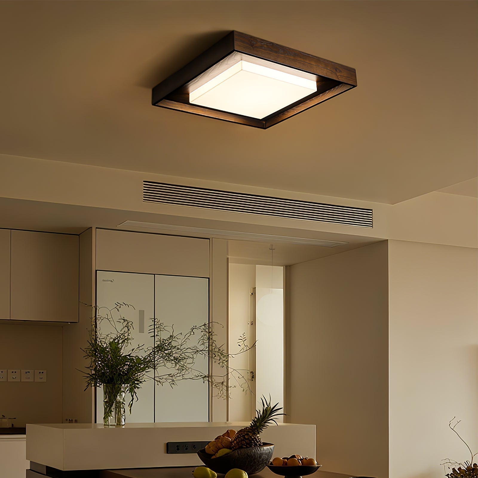Konise Houtframe Japandi Plafondlamp