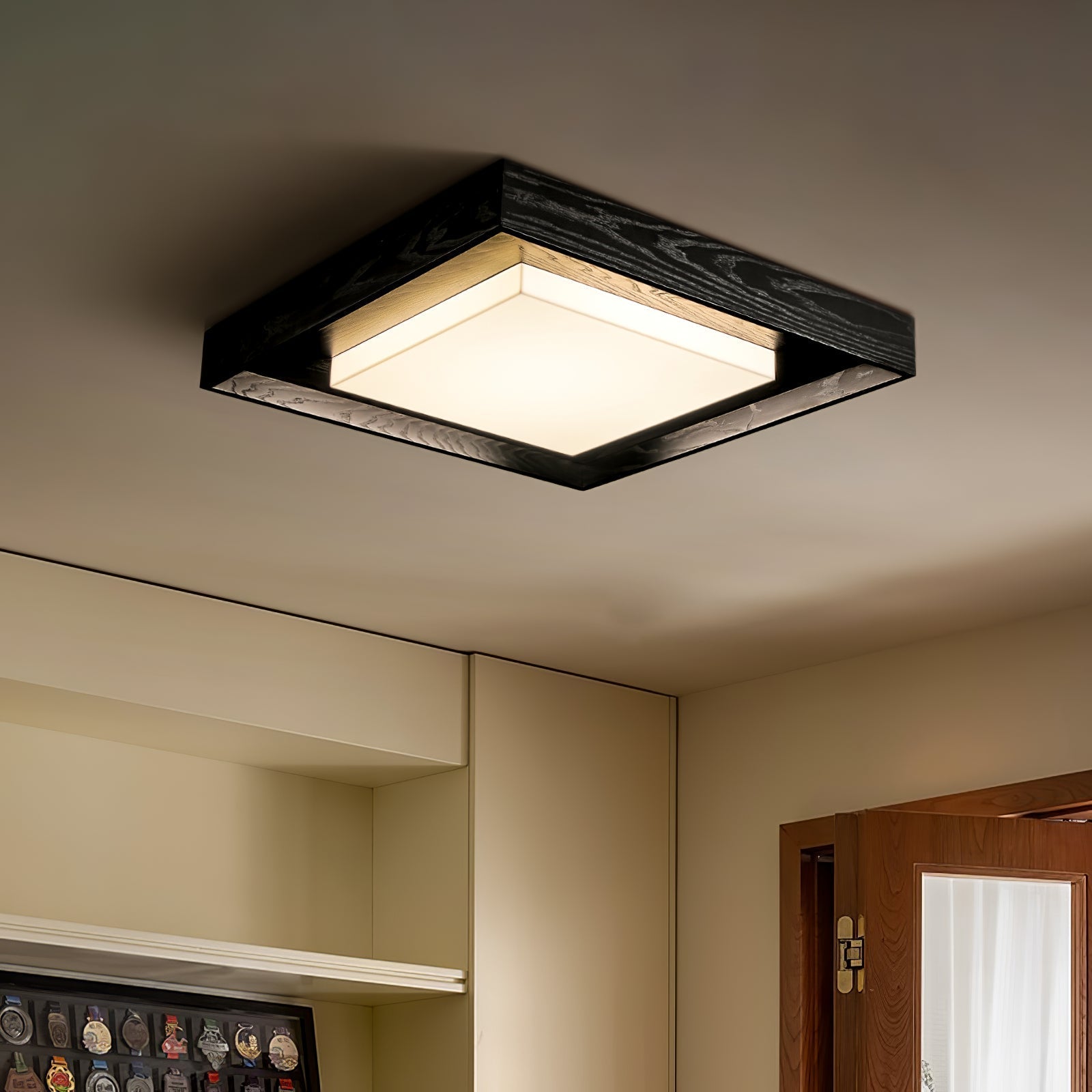 Konise Houtframe Japandi Plafondlamp