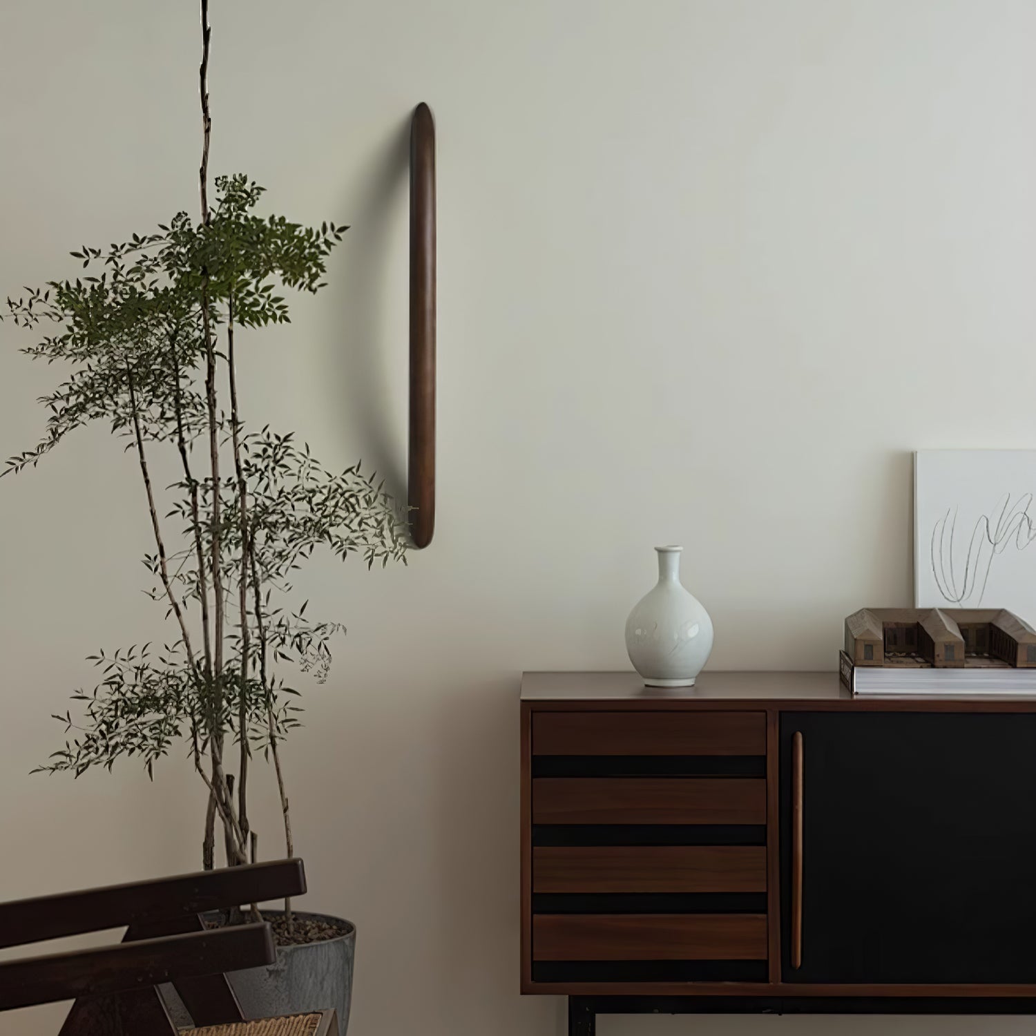 Lonema Gebogen Houten Wandlamp