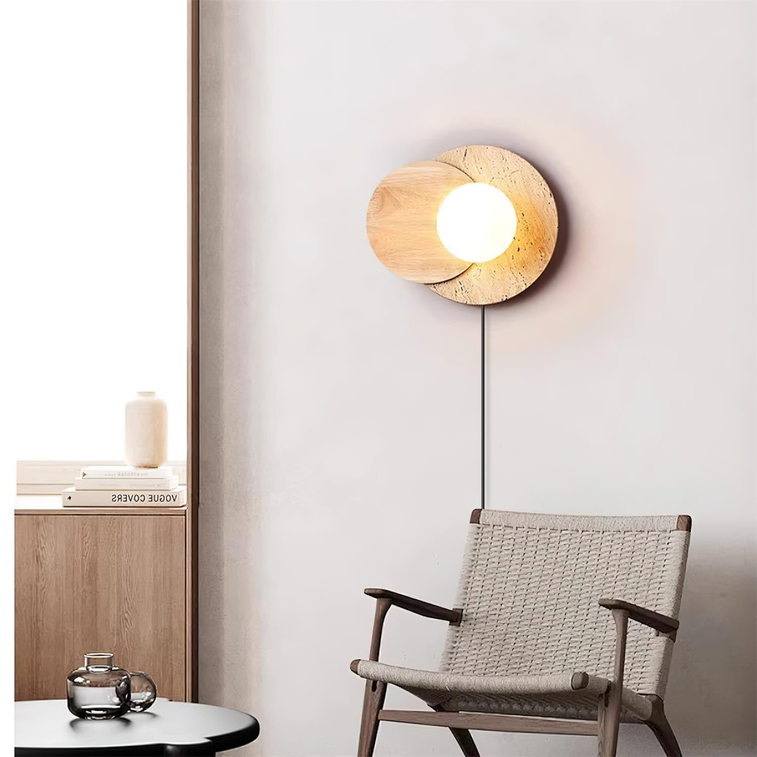 Jemo Travertijnen Wandlamp Met Stekker