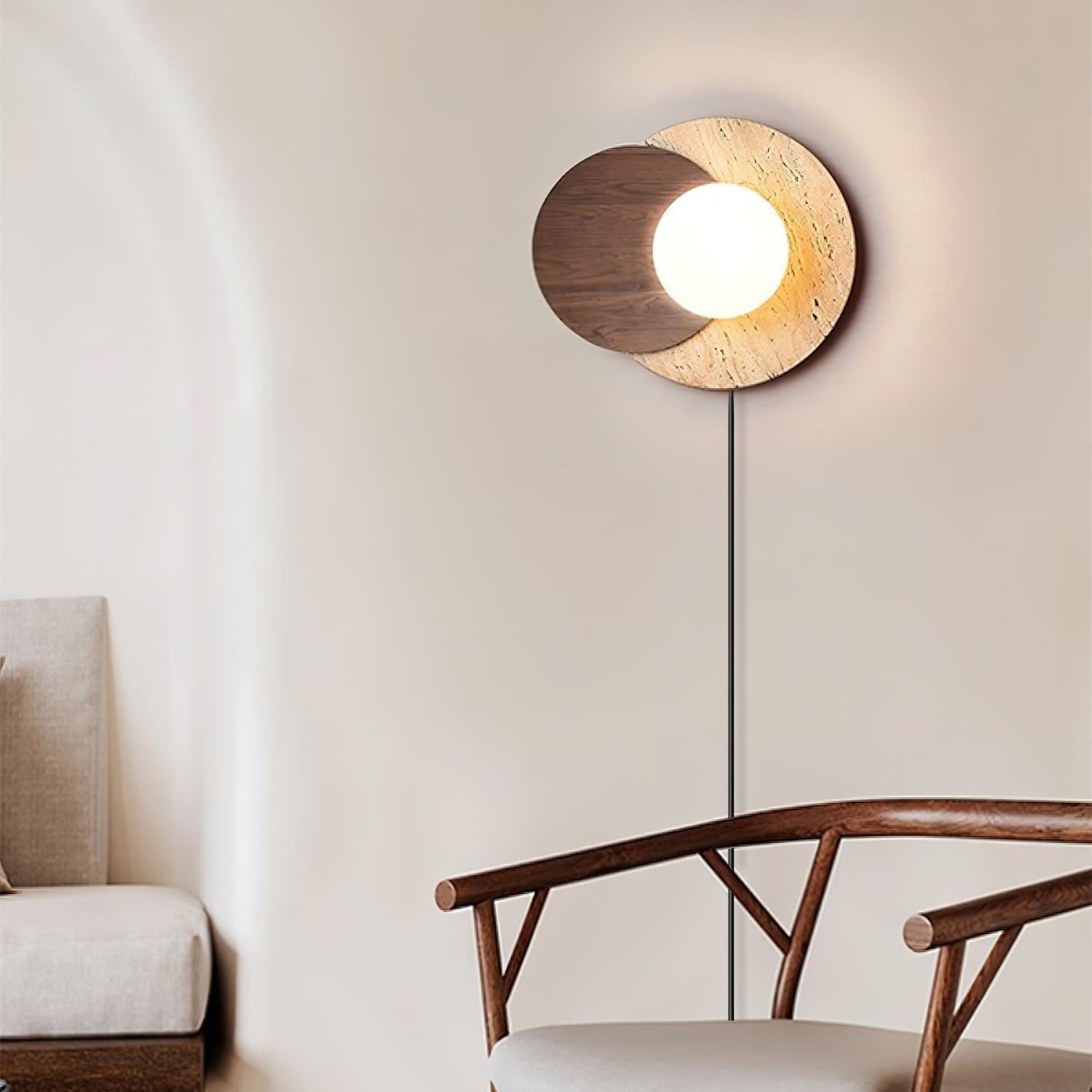 Jemo Travertijnen Wandlamp Met Stekker