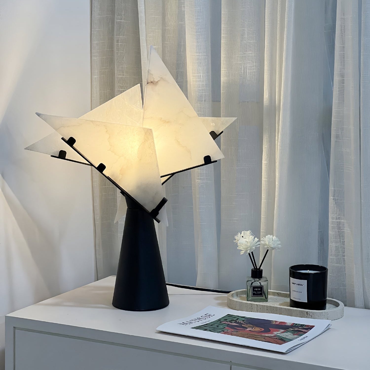 Seko Viervoudige Albasten Bladen Tafellamp