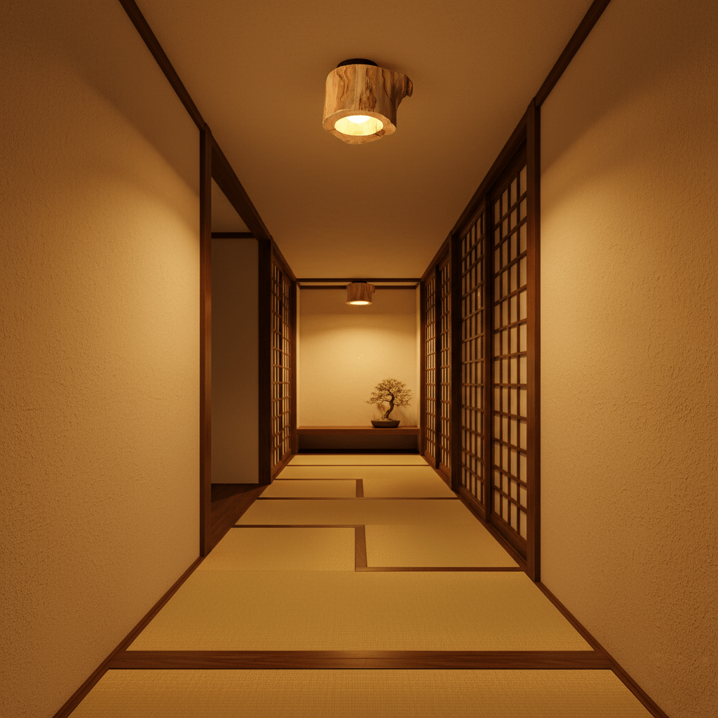 Houtstronk Japandi Stijl Plafondlamp