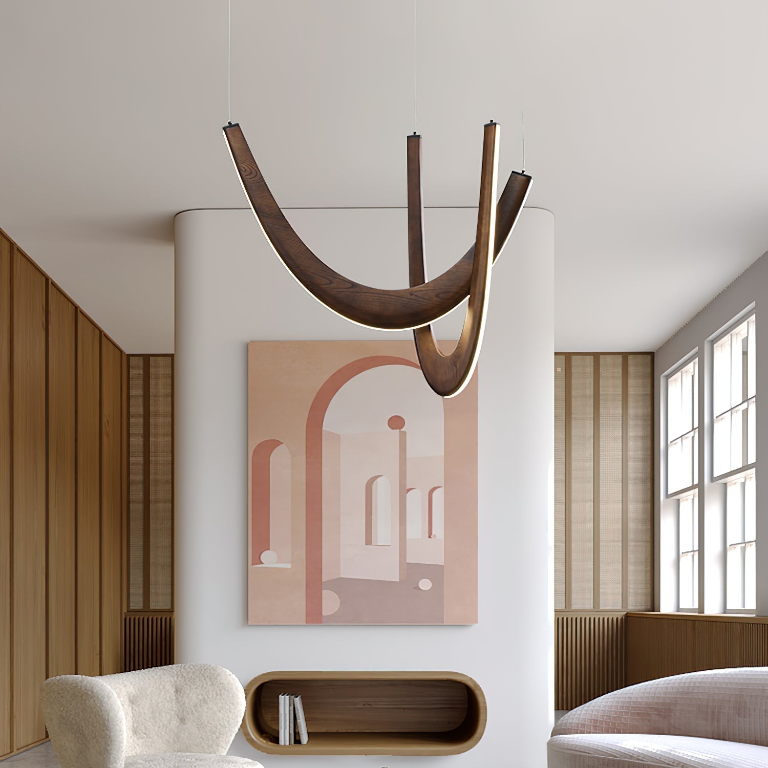 Layn U Vorm Houten Hanglamp