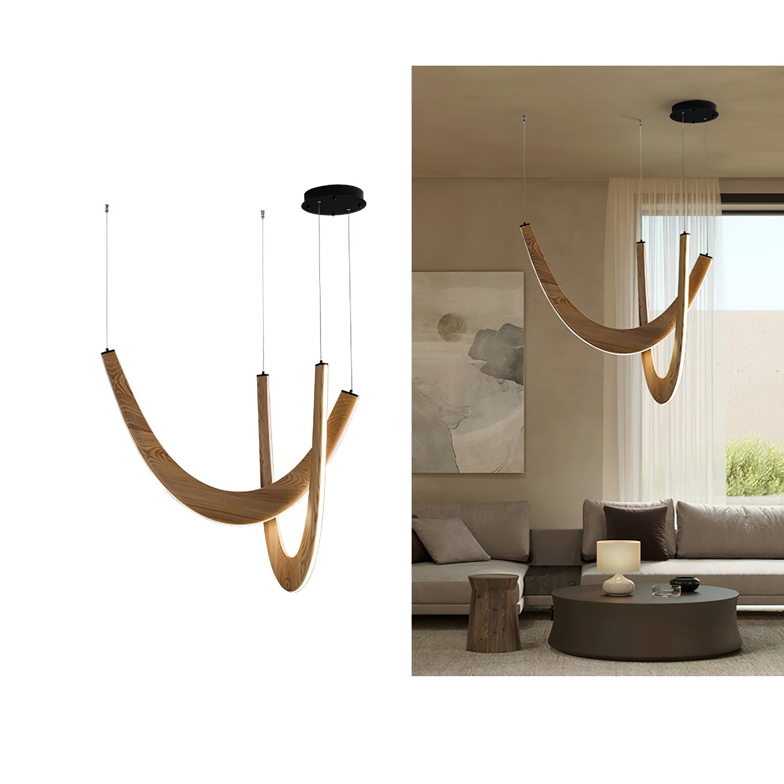 Layn U Vorm Houten Hanglamp