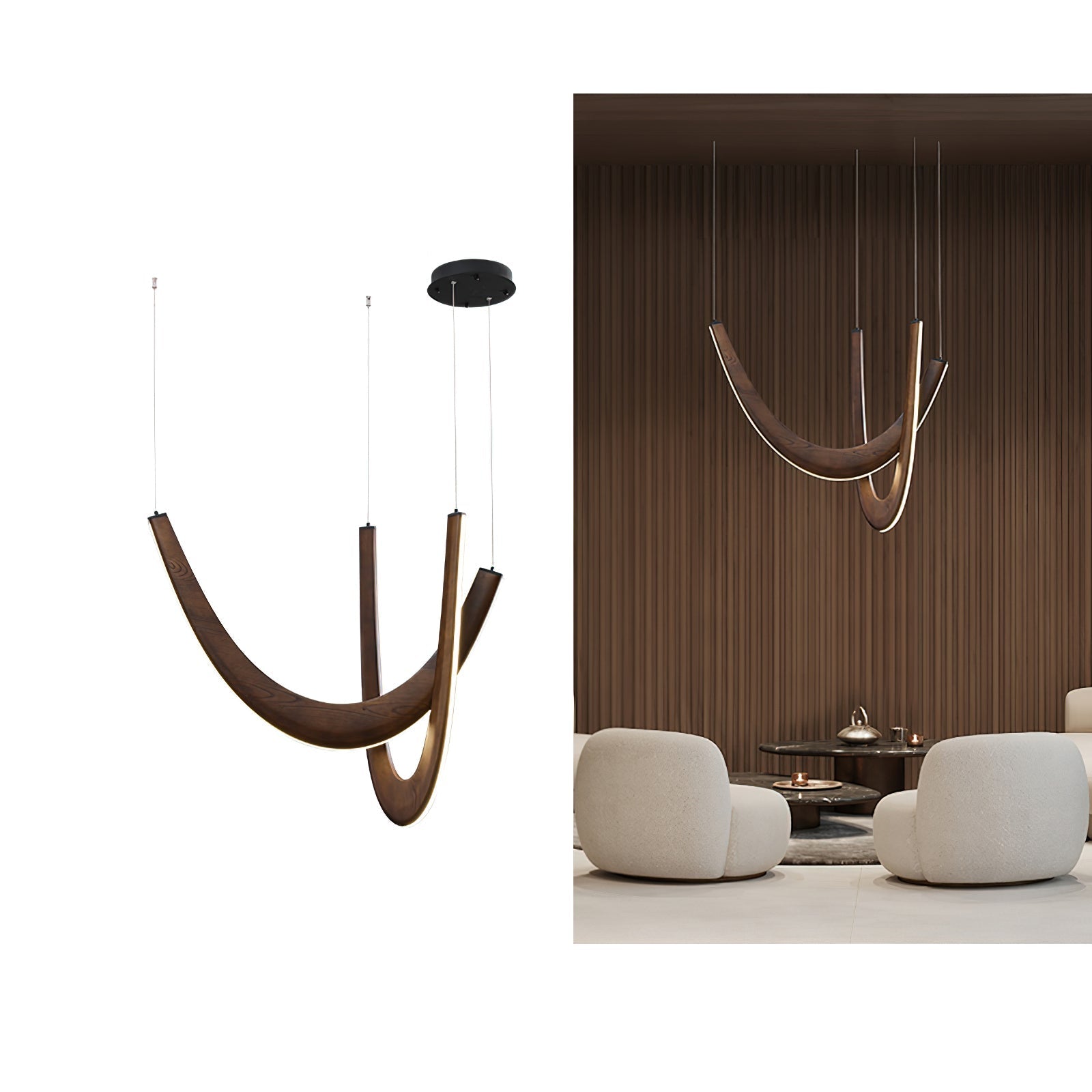 Layn U Vorm Houten Hanglamp