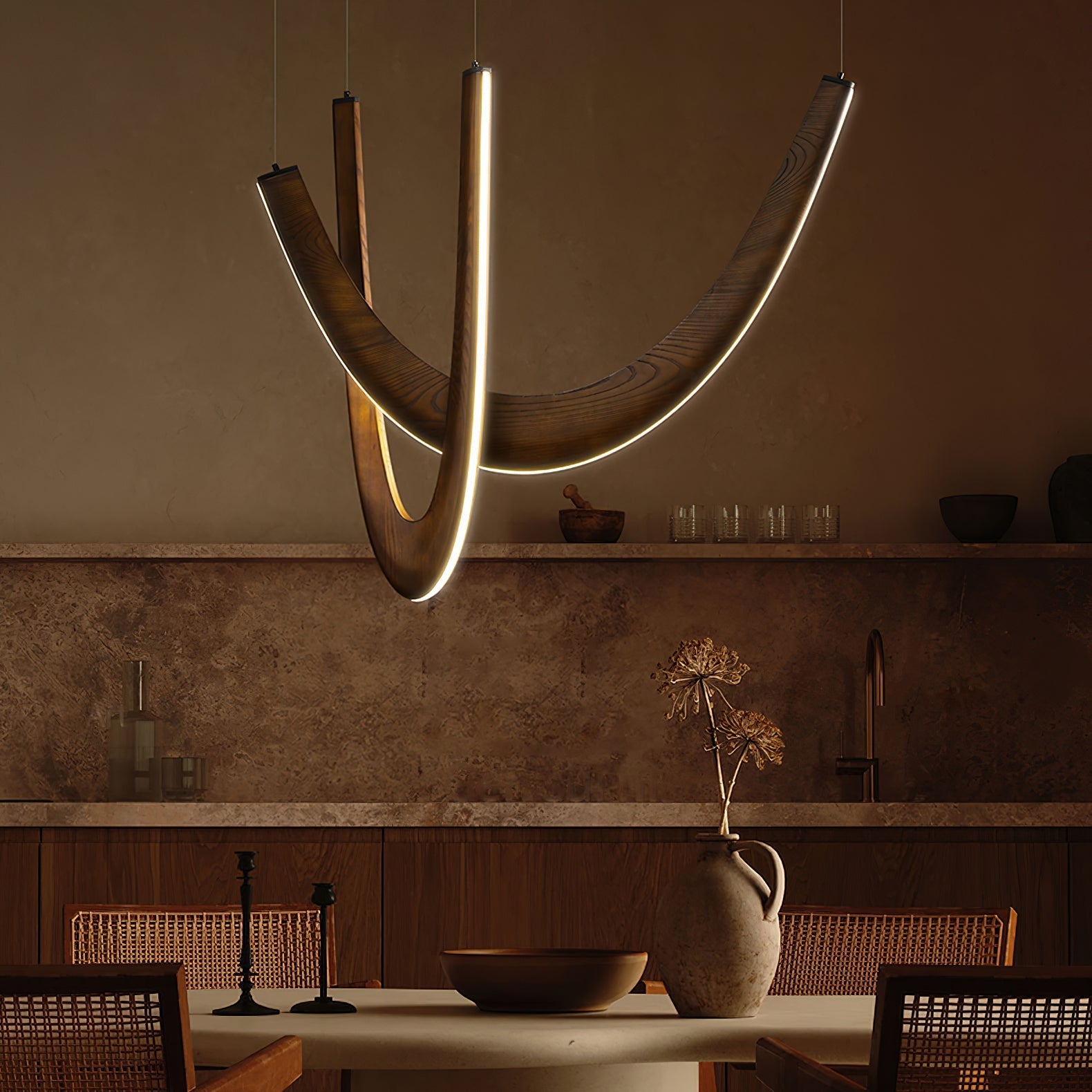 Layn U Vorm Houten Hanglamp