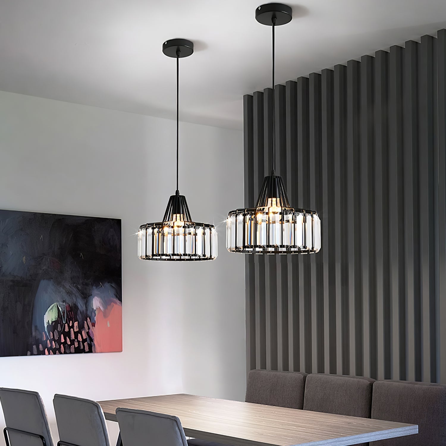 Zwarte Kristal Hanglamp