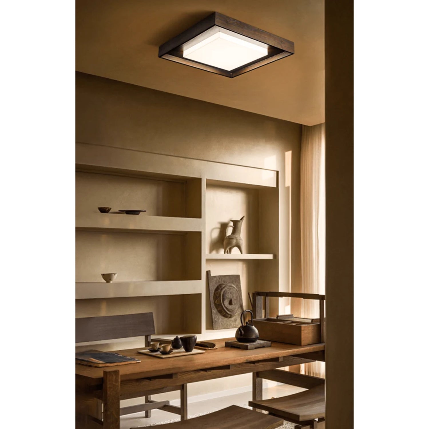 Konise Houtframe Japandi Plafondlamp