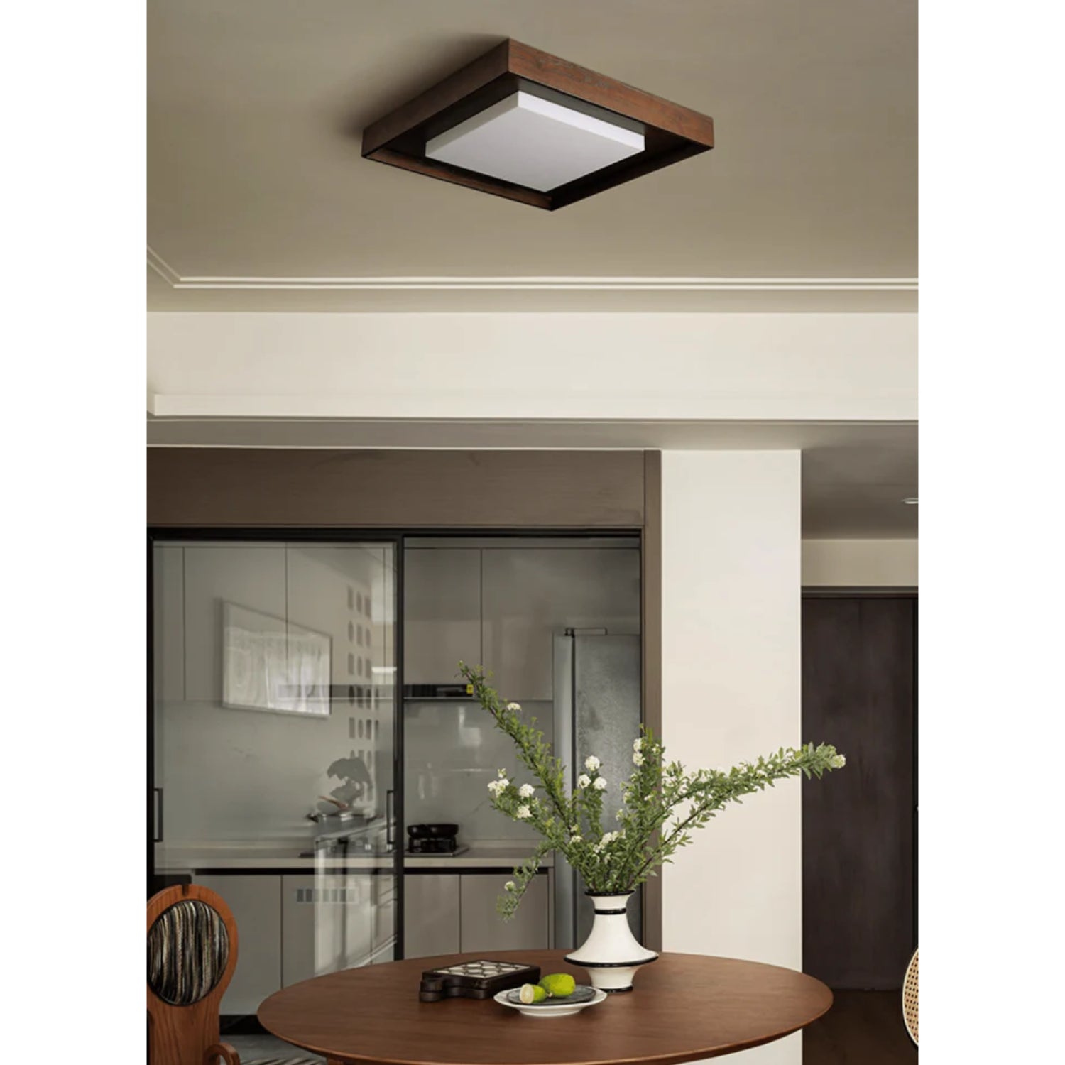 Konise Houtframe Japandi Plafondlamp