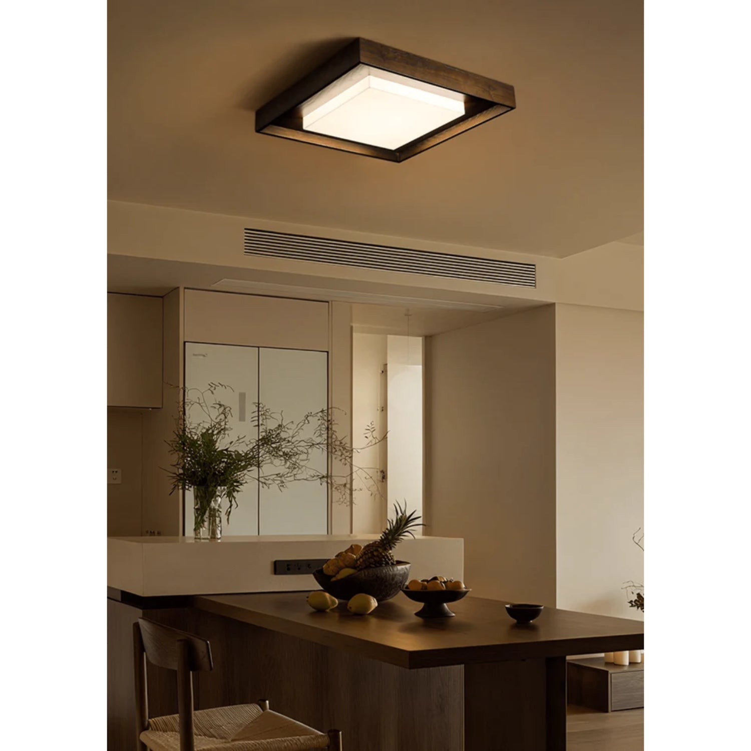 Konise Houtframe Japandi Plafondlamp