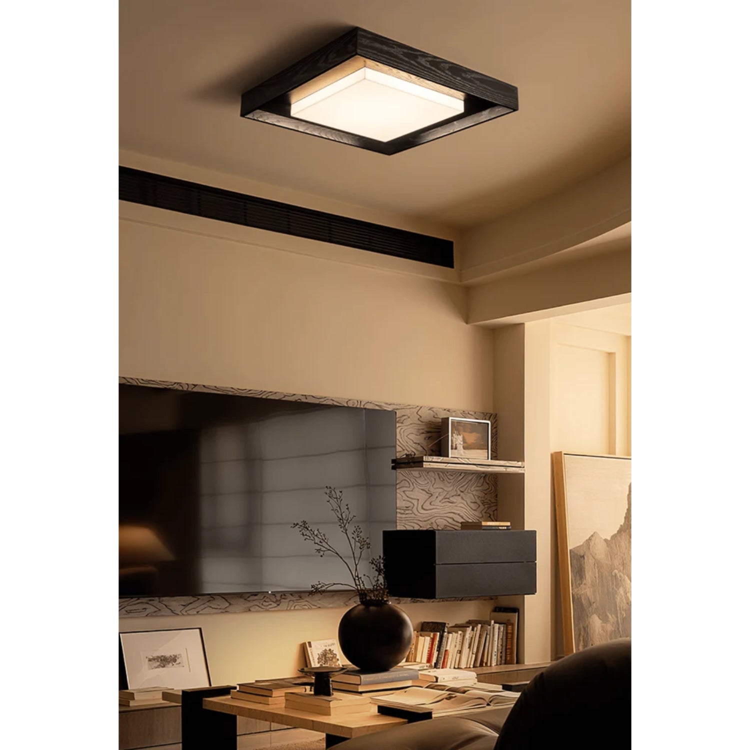 Konise Houtframe Japandi Plafondlamp