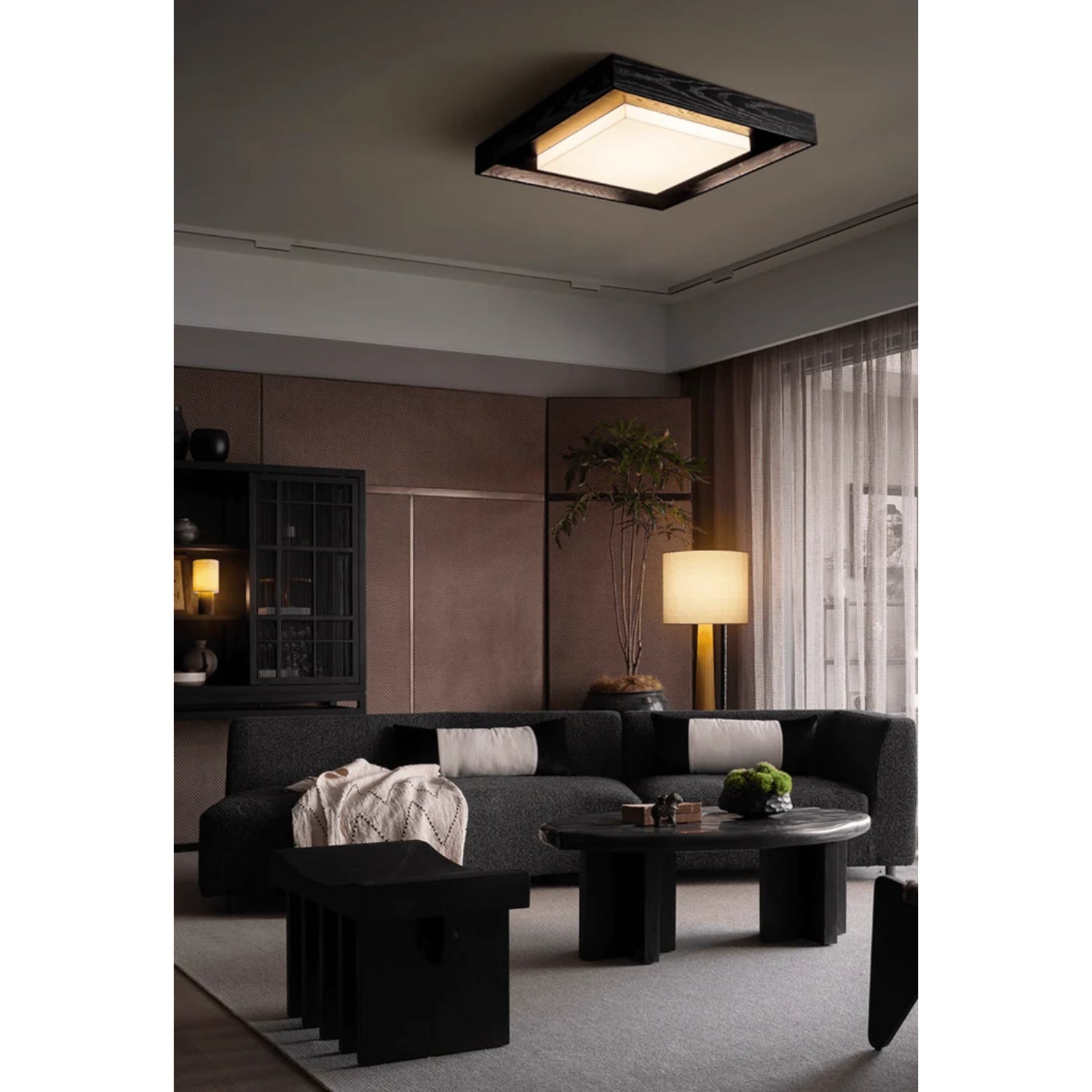 Konise Houtframe Japandi Plafondlamp