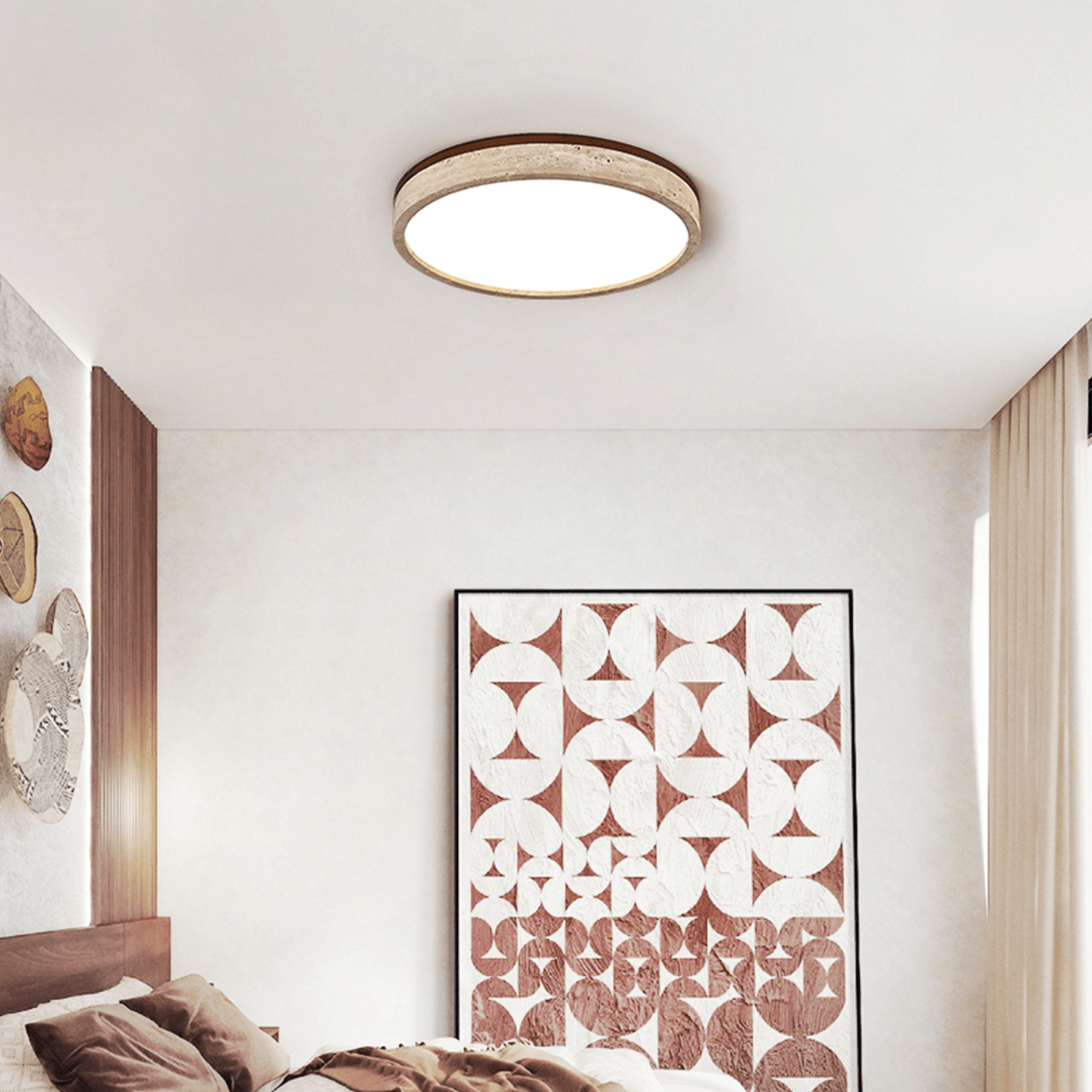 Soma Ronde Travertijnen Plafondlamp