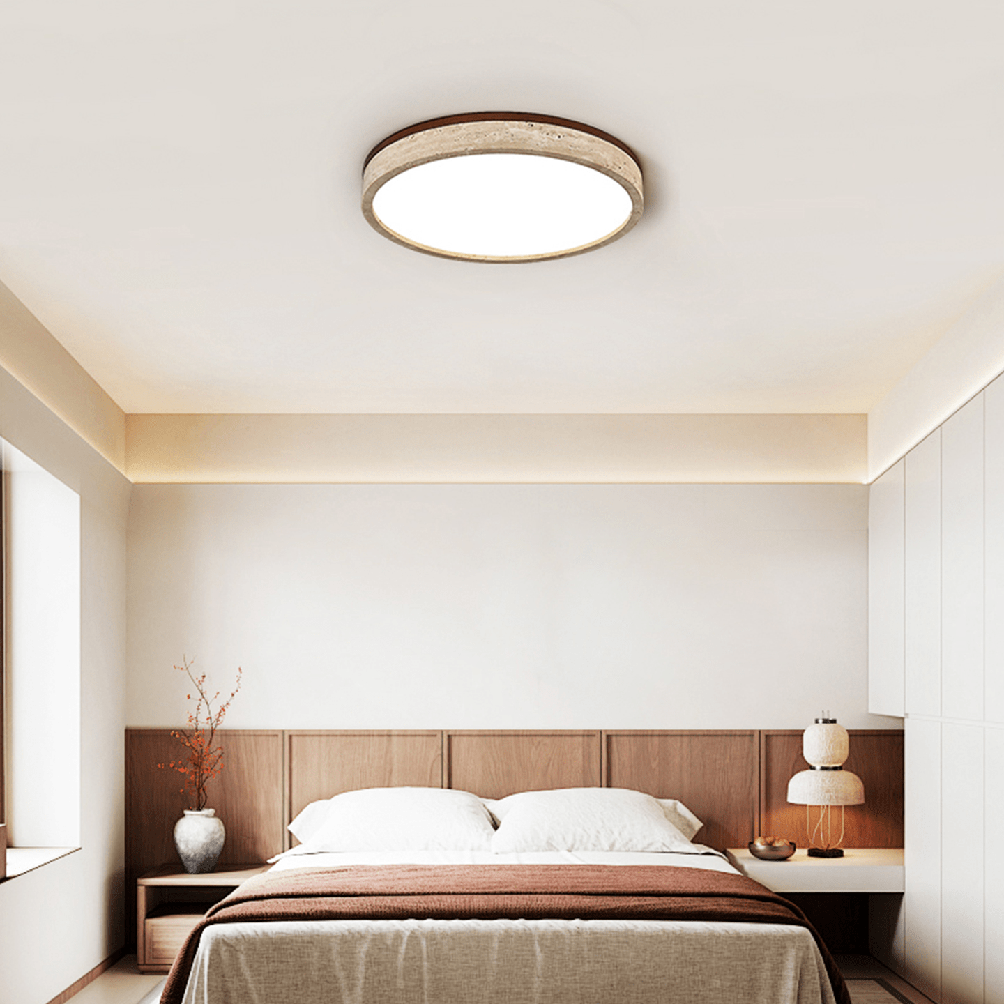 Soma Ronde Travertijnen Plafondlamp