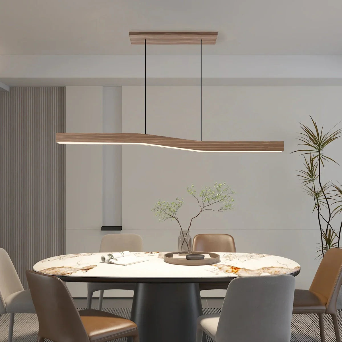 Waveline Houten Japandi Hanglamp