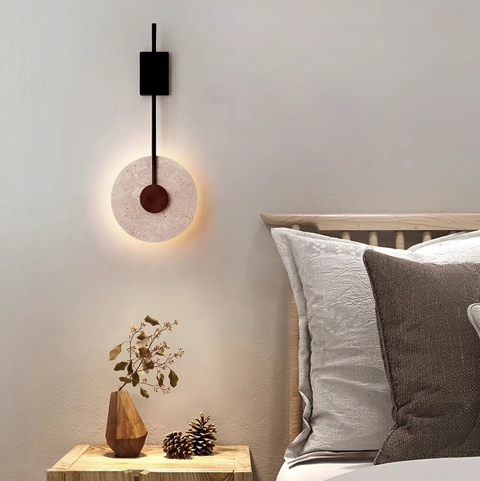 Feo Disc Travertijnen Wandlamp