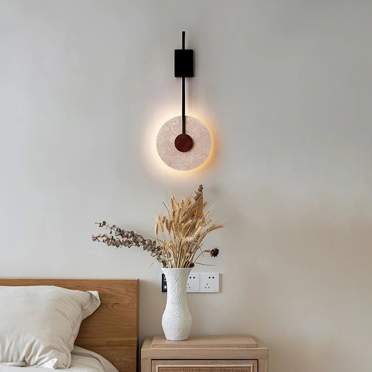 Feo Disc Travertijnen Wandlamp