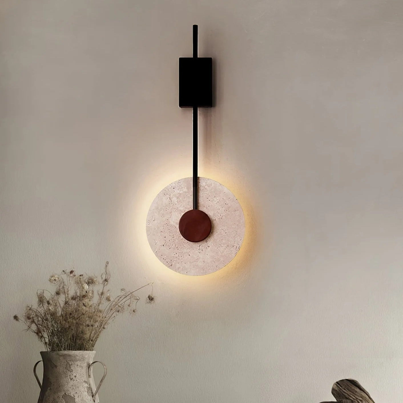Feo Disc Travertijnen Wandlamp