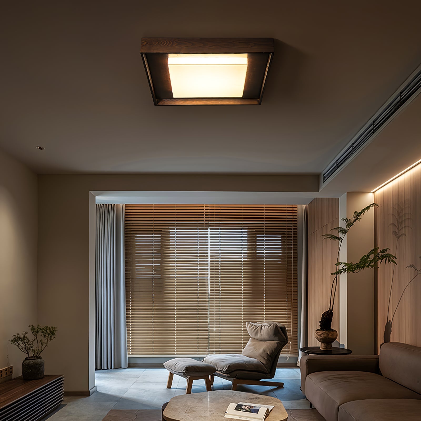 Konise Houtframe Japandi Plafondlamp