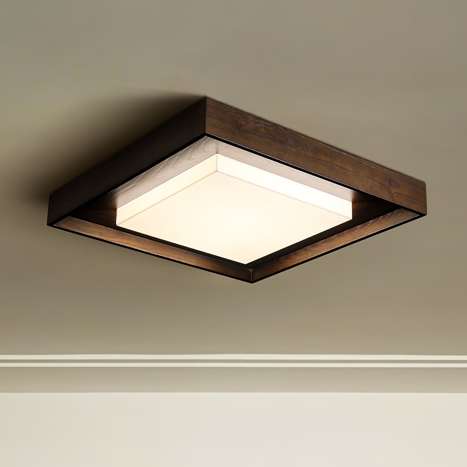 Konise Houtframe Japandi Plafondlamp