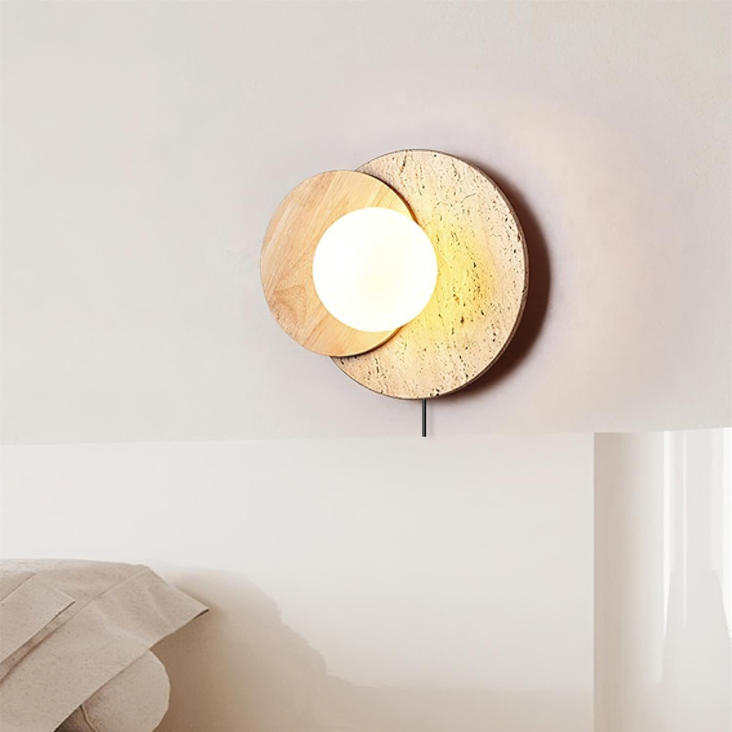 Jemo Travertijnen Wandlamp Met Stekker