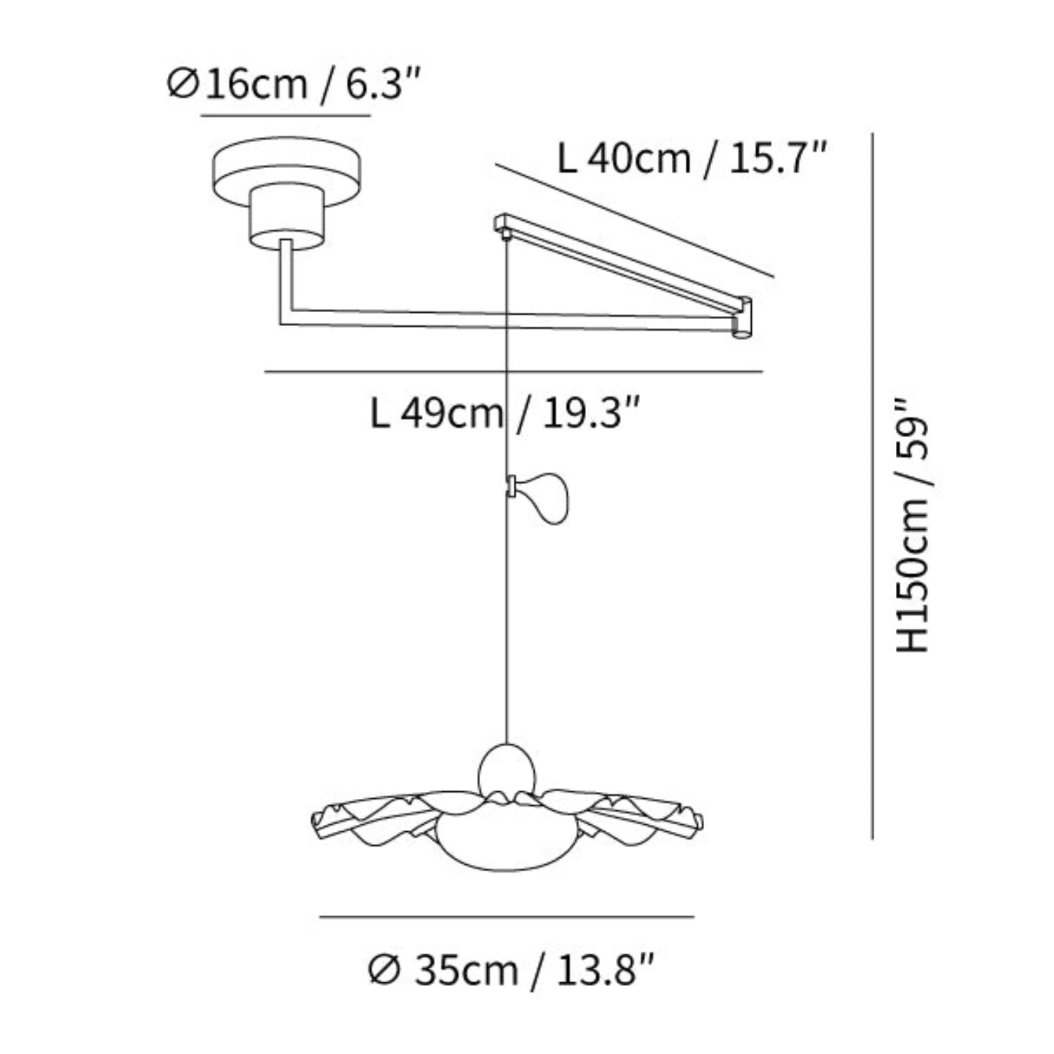 Bloze Flower Swing Arm Hanglamp