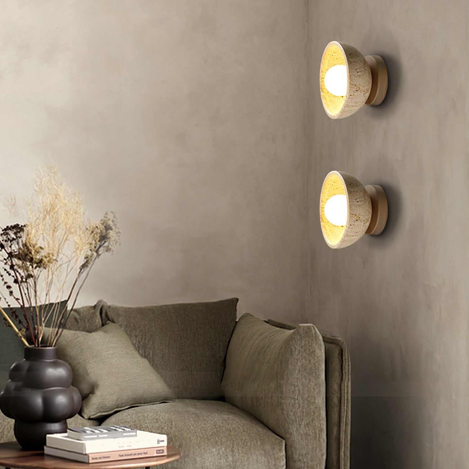 Bovvenz Travertijnen Wandlamp
