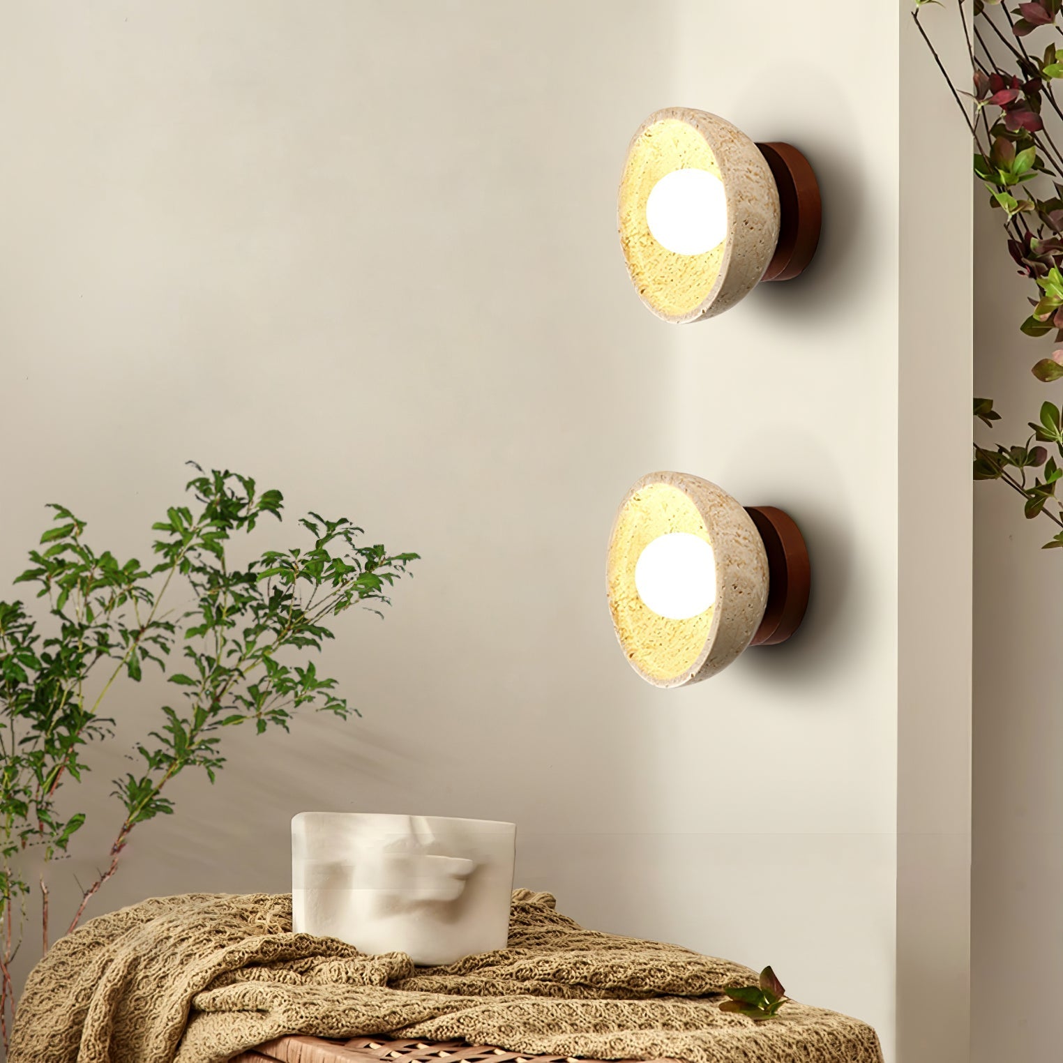 Bovvenz Travertijnen Wandlamp