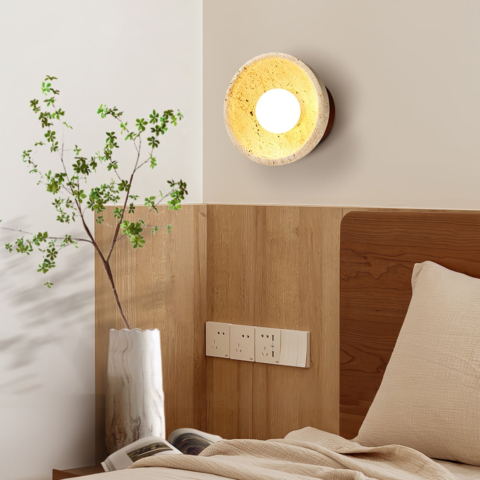 Bovvenz Travertijnen Wandlamp