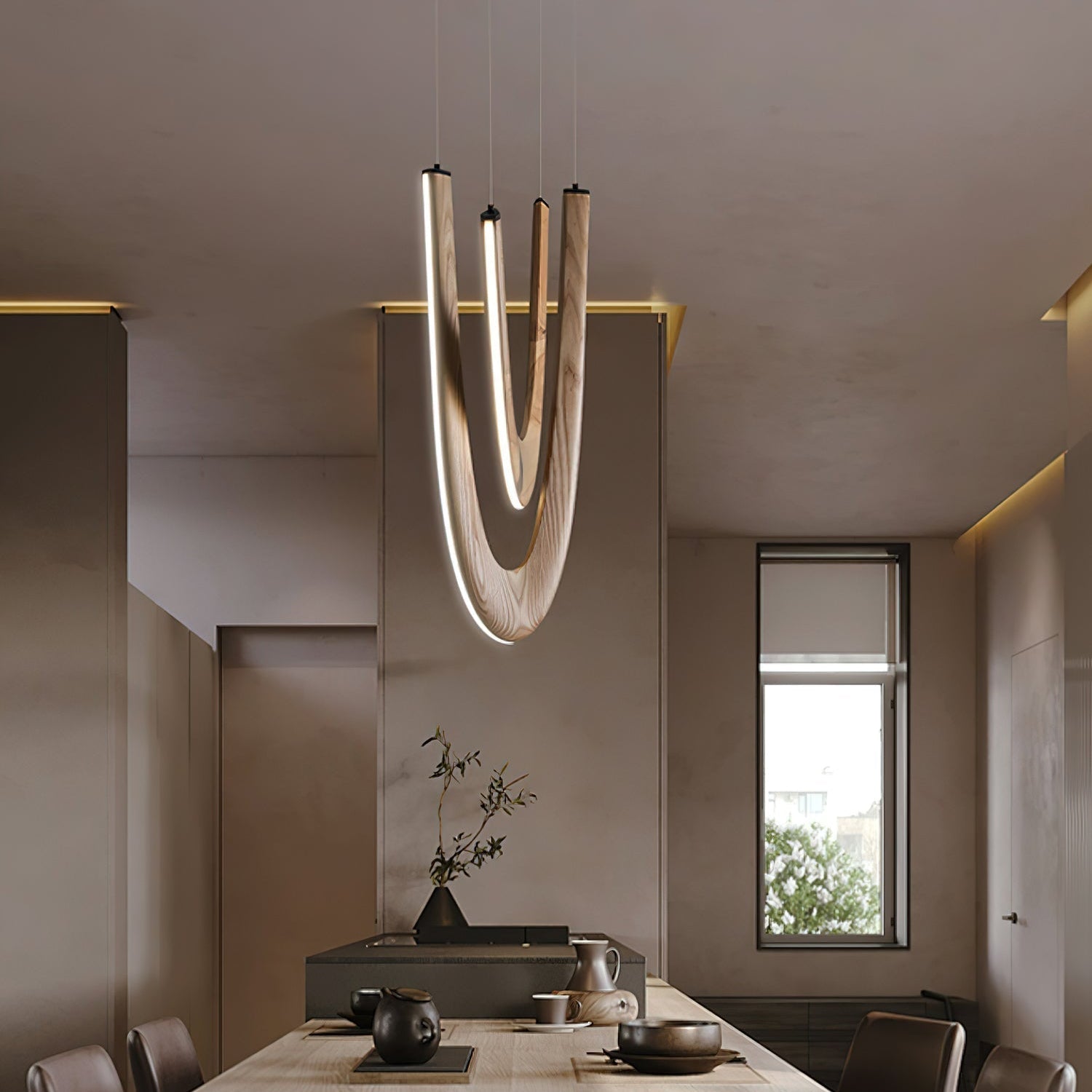 Layn U Vorm Houten Hanglamp
