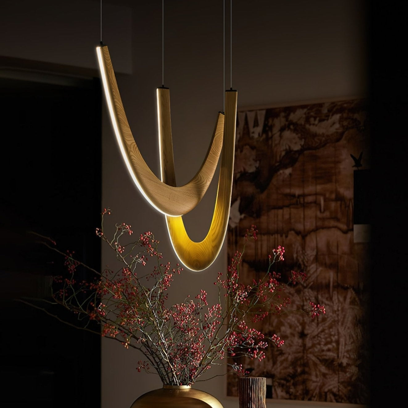 Layn U Vorm Houten Hanglamp